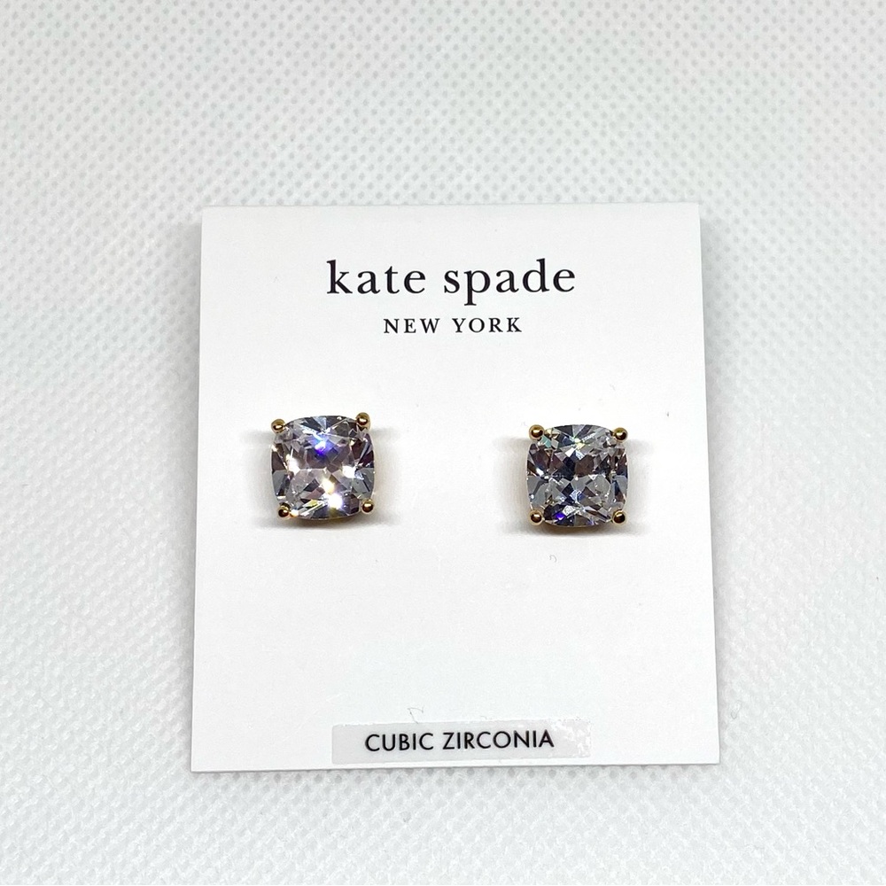 kate spade CZ Gold-Tone Spade-Back Stud Earrings with Clear Stones Are Lovely